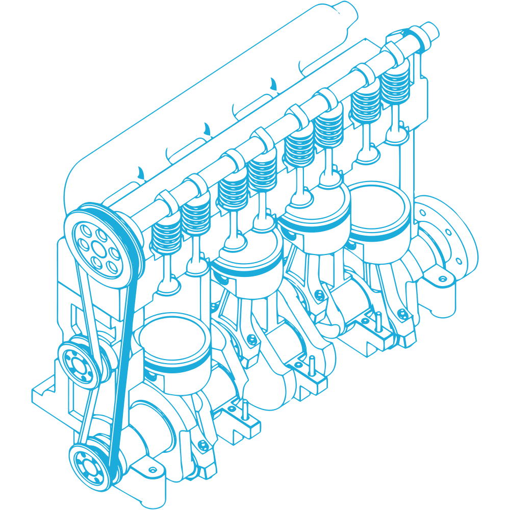 schematic of an engine block