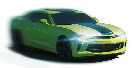 A bright green Chevy Camaro