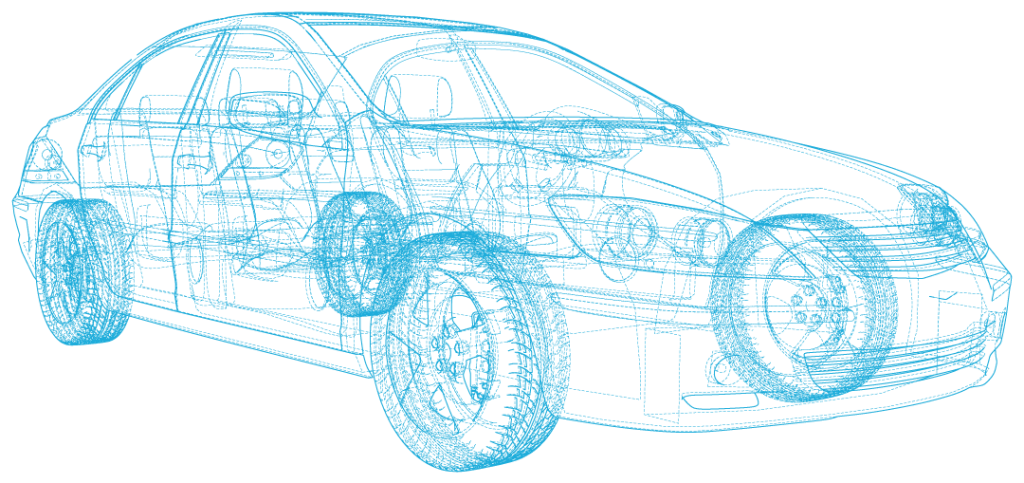 3D blueprint of a car