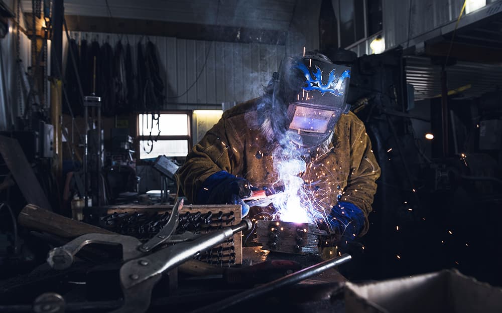 Welder in a workshop