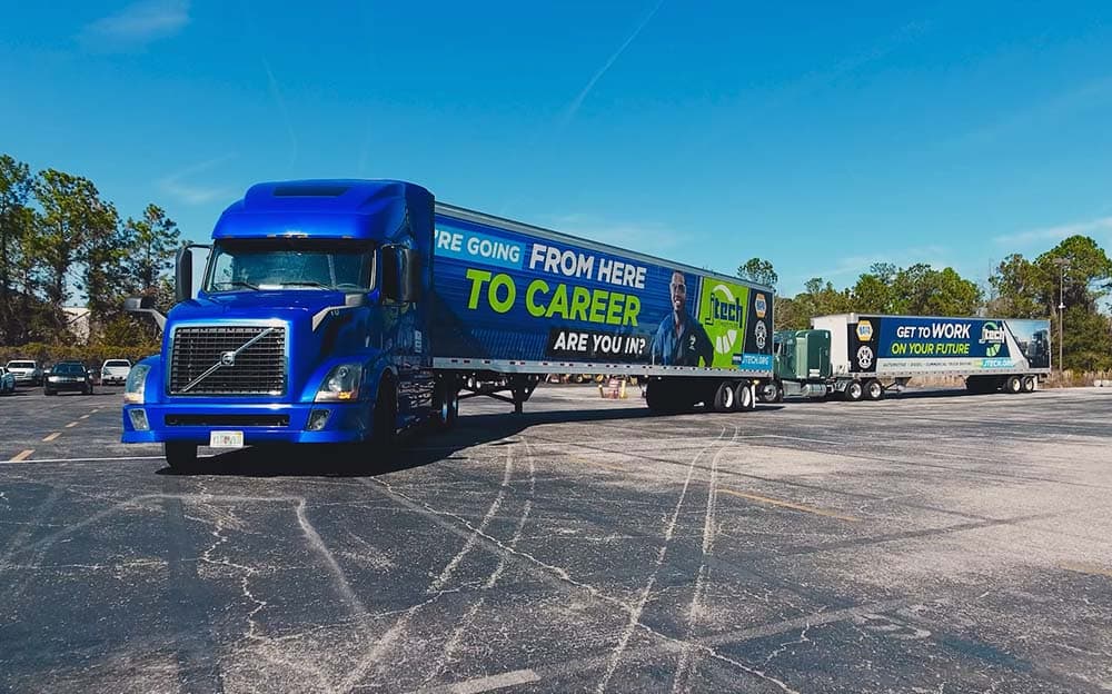 J-Tech student driving around the CDL testing lot.