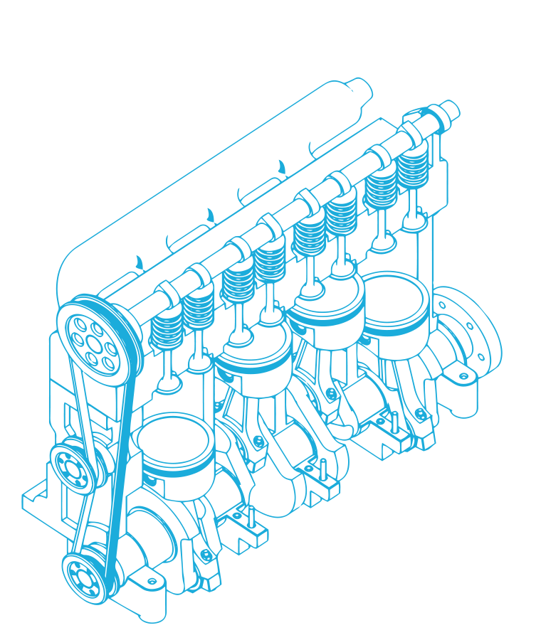 Schematic of a gasoline engine