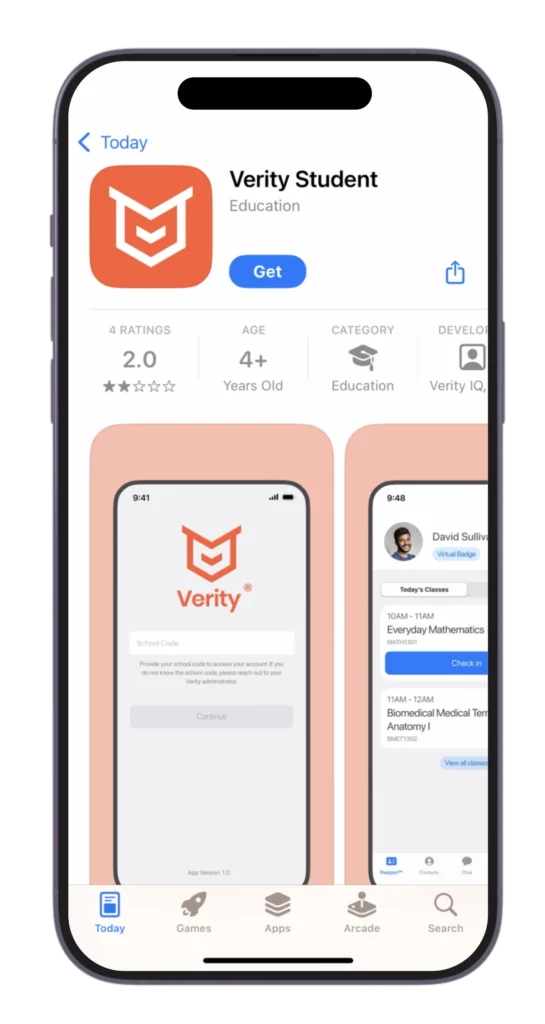 phone with Verity app download from app store