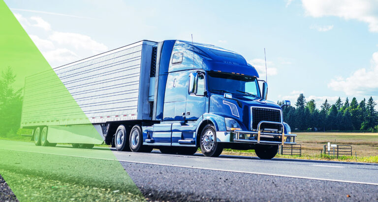 Life as a truck driver. Semi on open road.